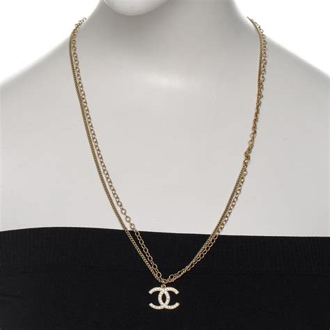 chanel two c necklace|Chanel double layer necklace.